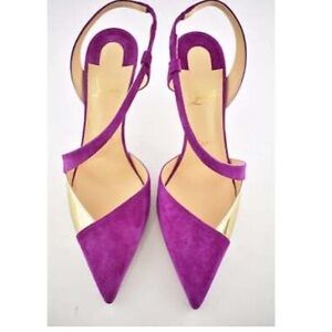 BNIB Christian Louboutin Purple /Pink Suede and Metallic Leather Heels. Size 9.